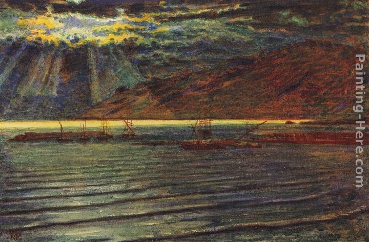 William Holman Hunt Fishingboats by Moonlight